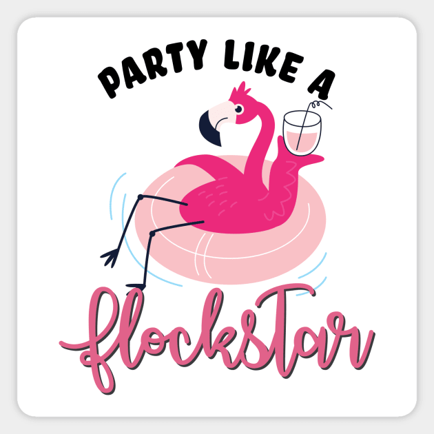 Party Like a Flockstar Flamingo Sticker by CaptainHobbyist